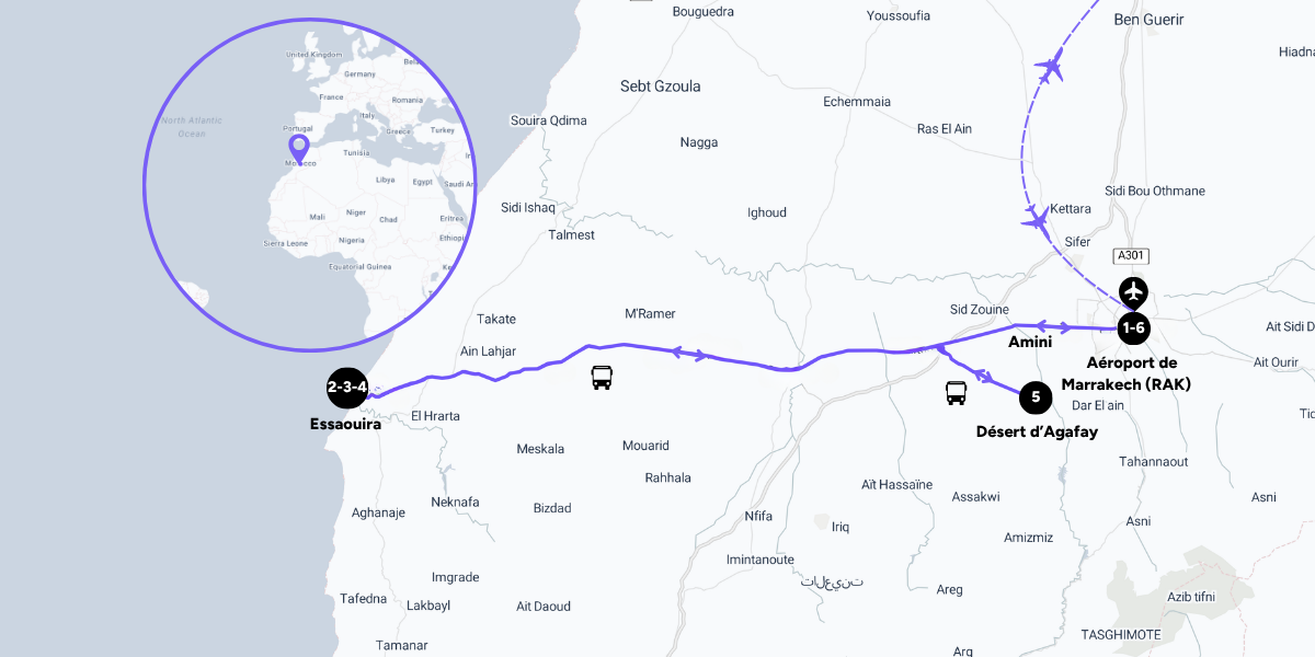 L'itinéraire de votre voyage au Maroc