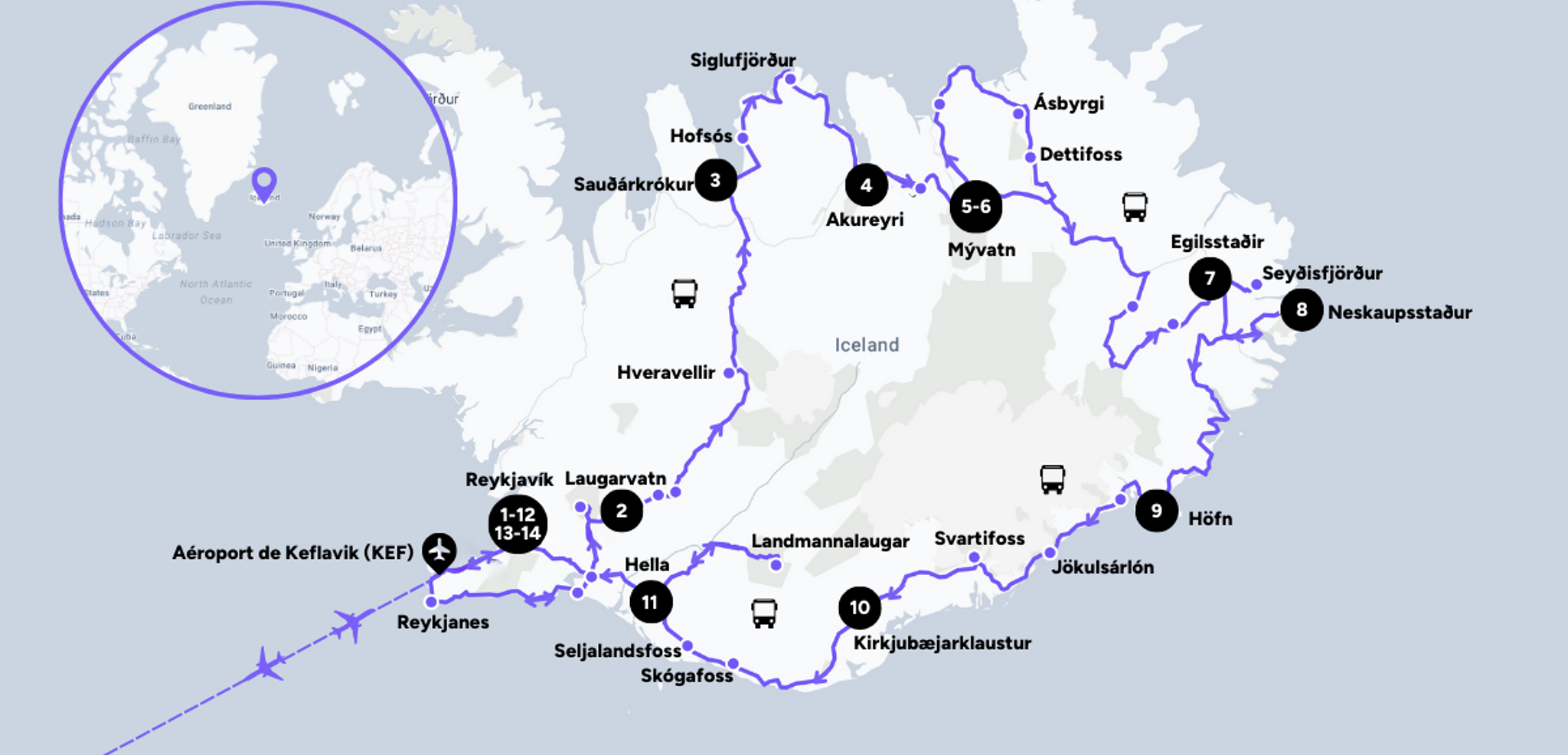 L'itinéraire de votre voyage entre femmes
