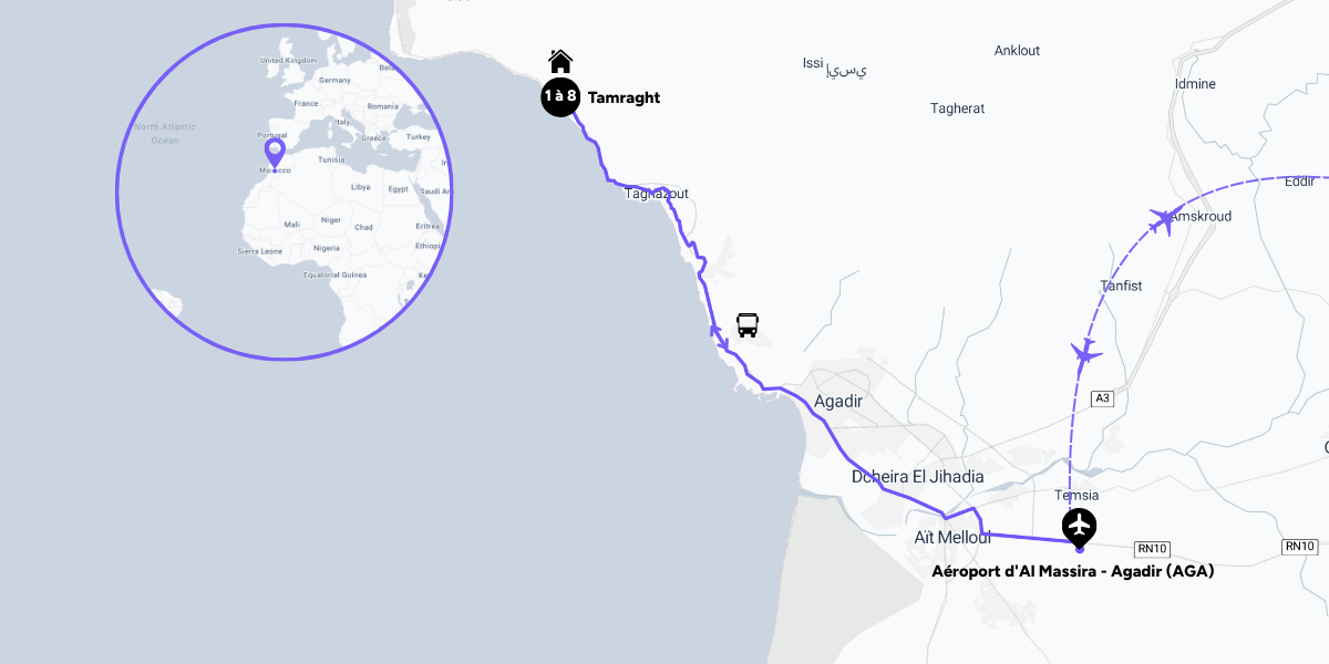 L'itinéraire de votre séjour surf au Maroc 