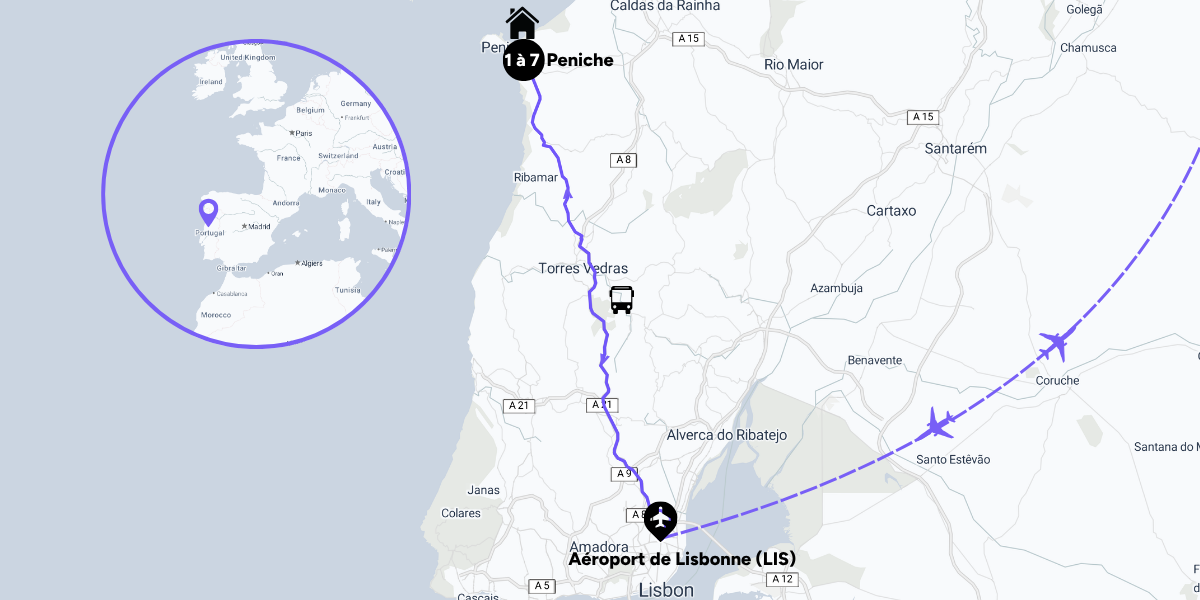 L'itinéraire de votre séjour surf et yoga à Peniche, Portugal