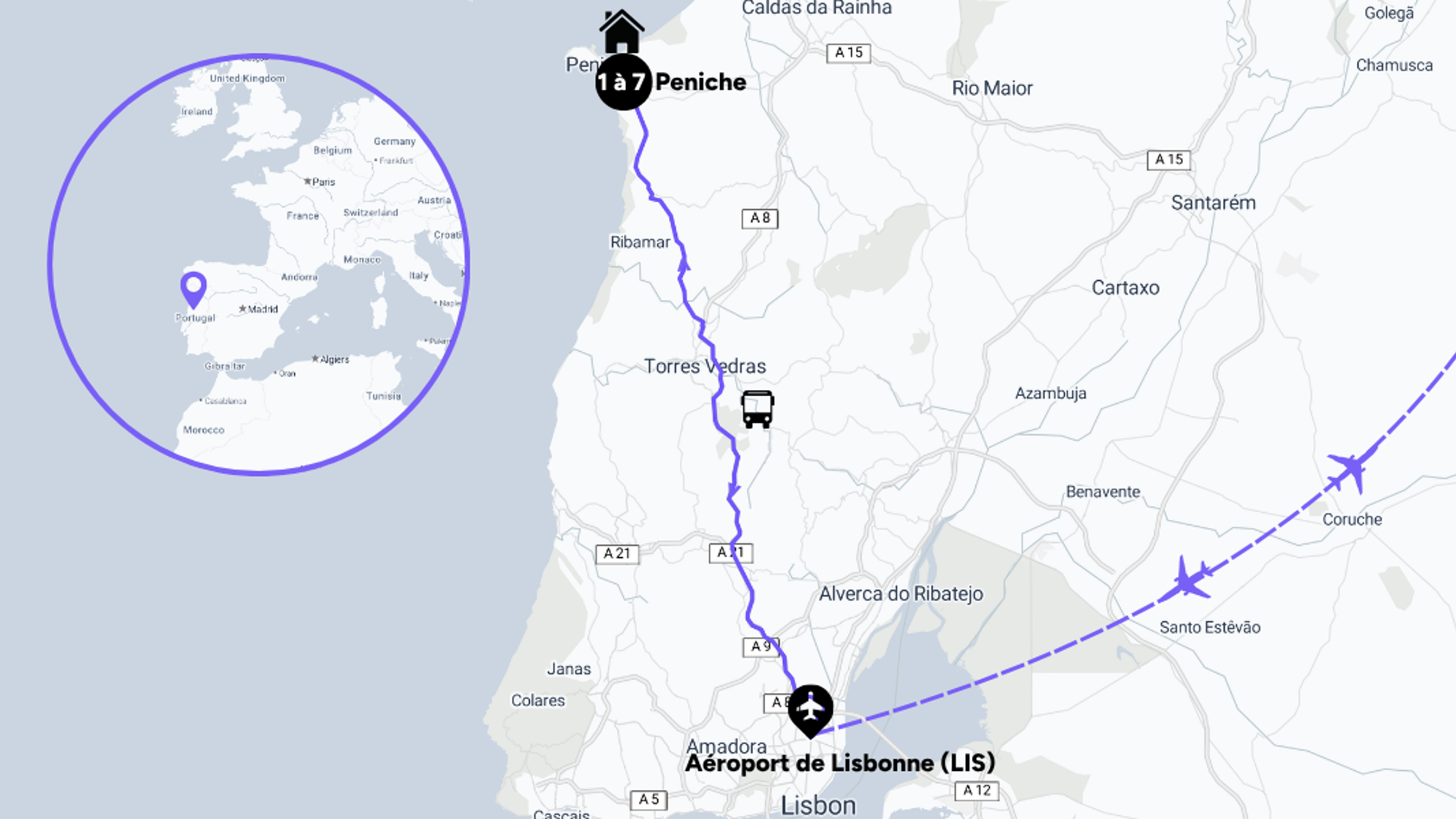 L'itinéraire de votre séjour surf et yoga à Peniche, Portugal