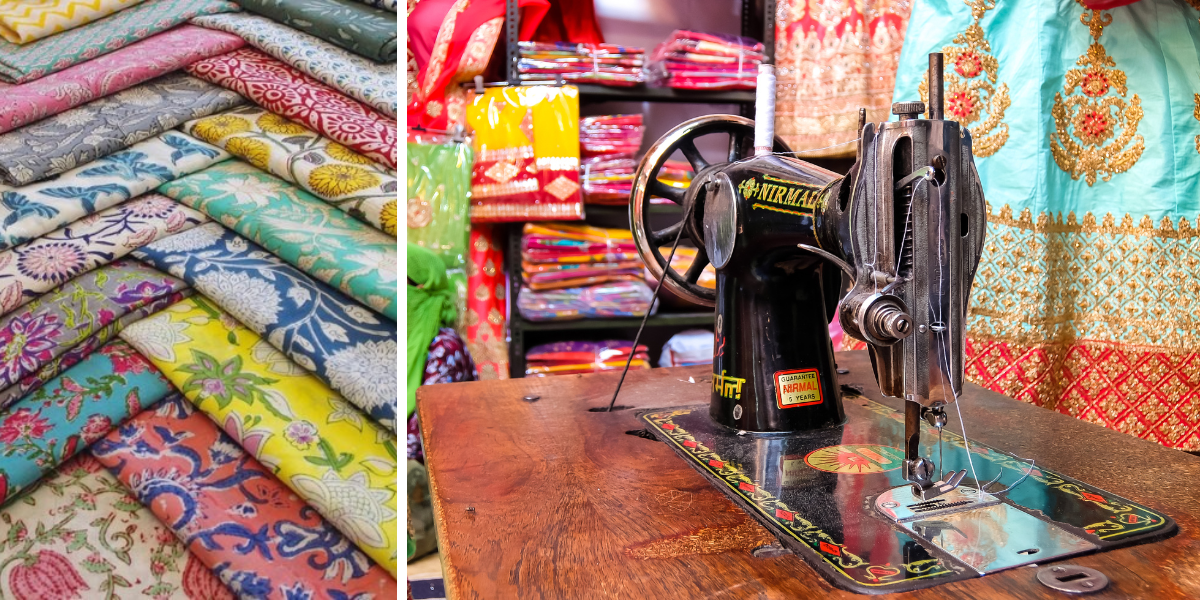 Shopping tissus et block printing