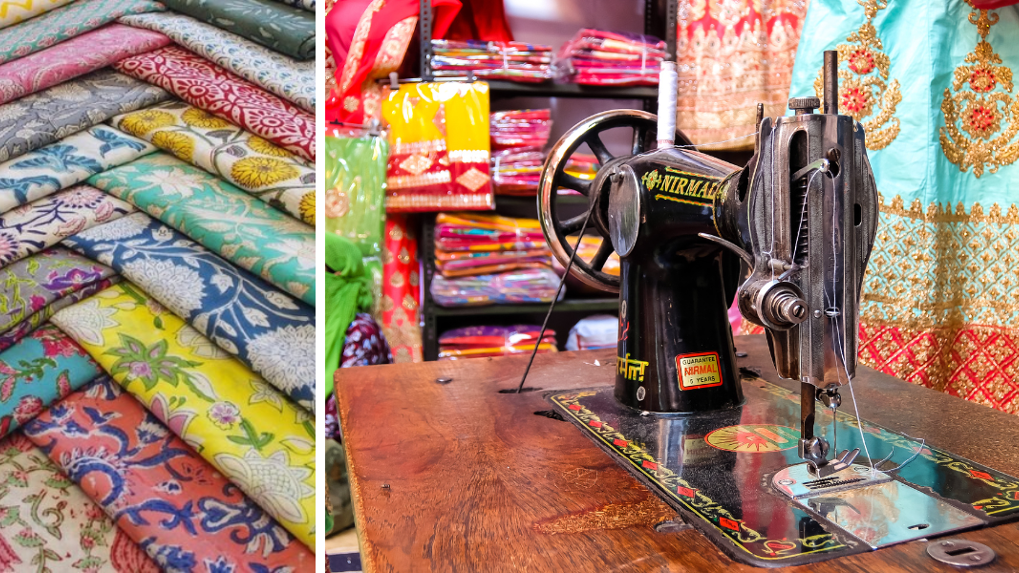 Shopping tissus et block printing