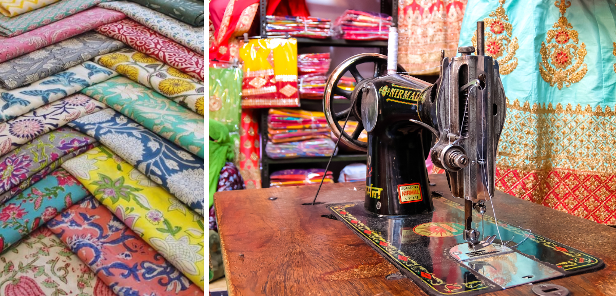 Shopping tissus et block printing