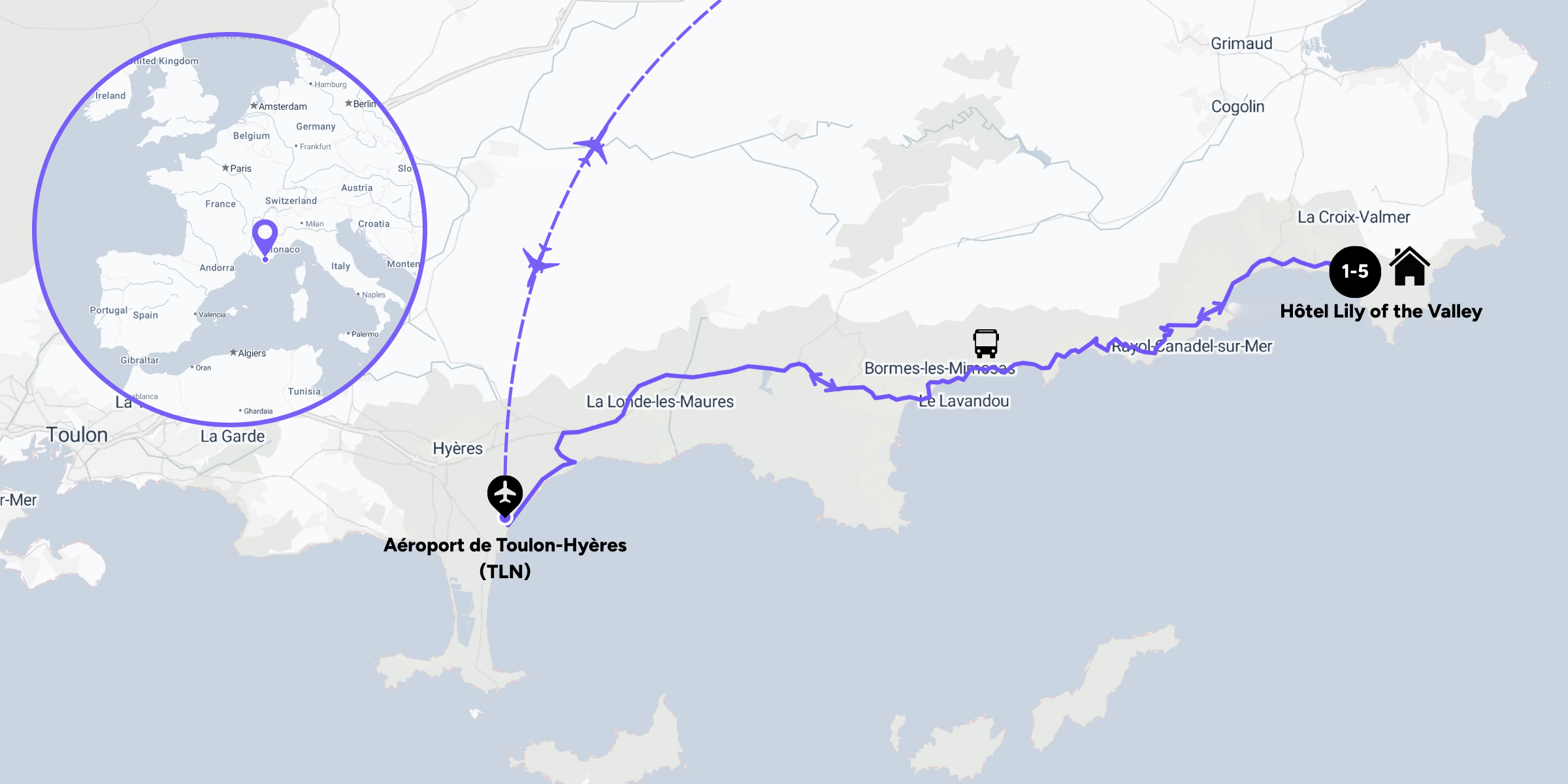 Itinéraire de votre séjour à l'hôtel Lily of the Valley