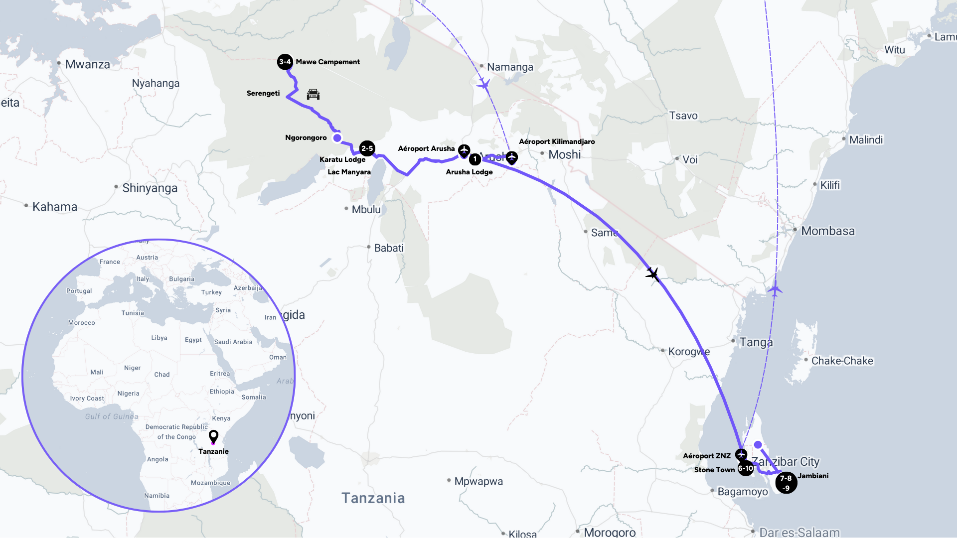 Votre itinéraire safari en Tanzanie et farniente à Zanzibar
