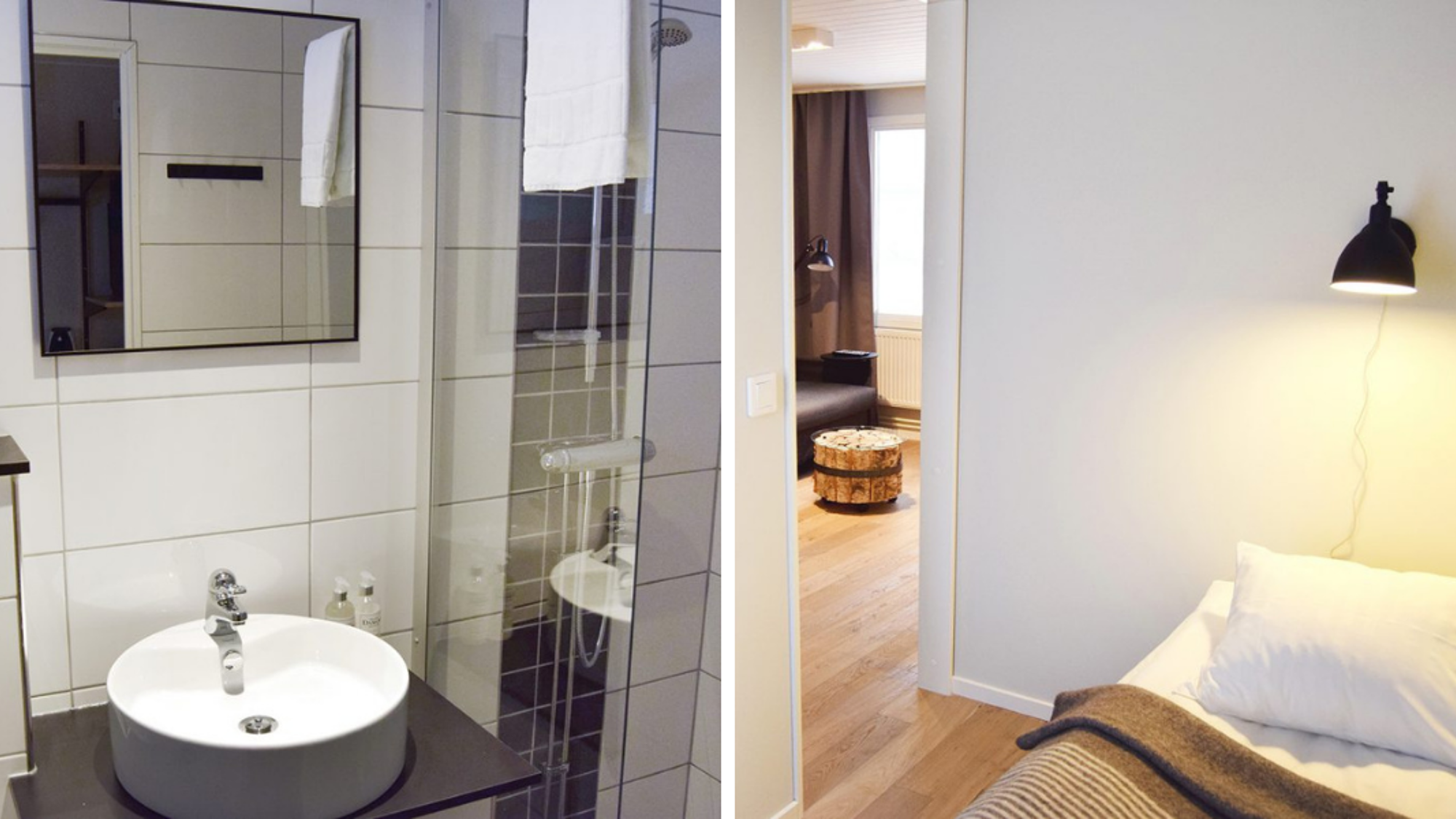 Avec 2 chambres twin et une salle de bain à partager