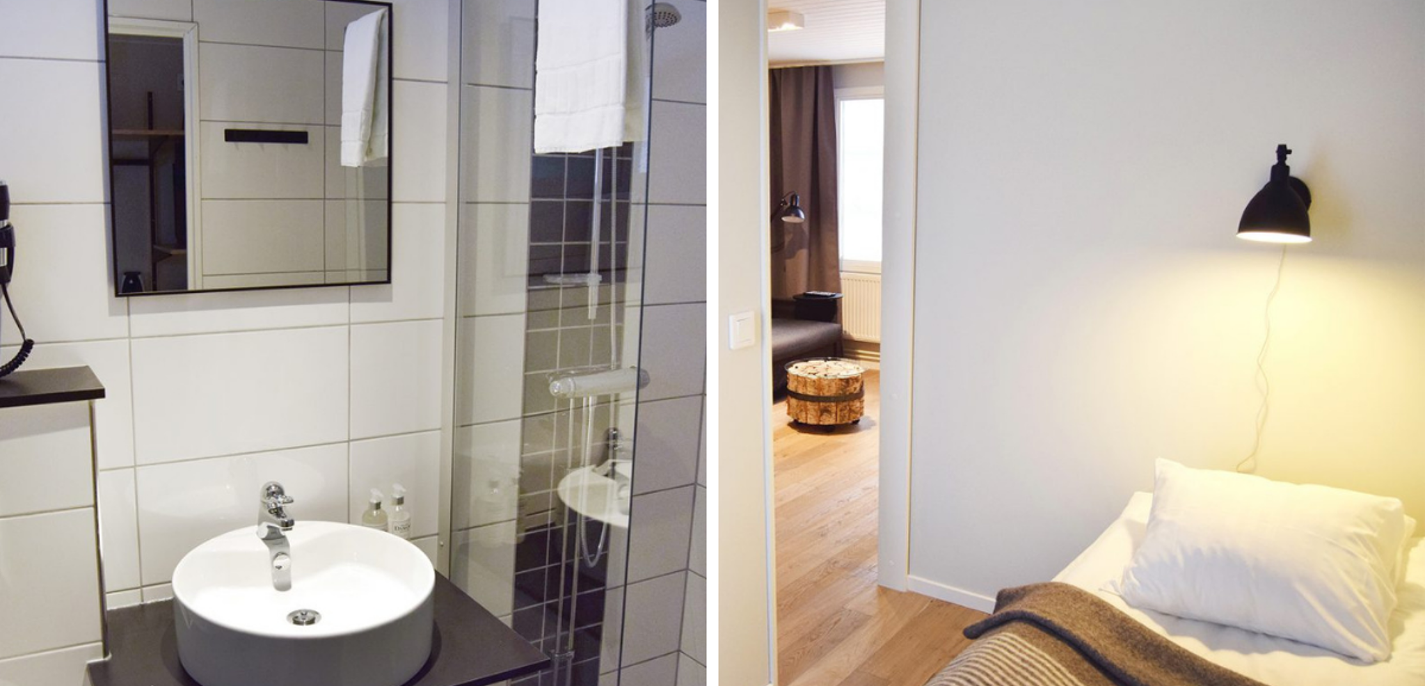 Avec 2 chambres twin et une salle de bain à partager