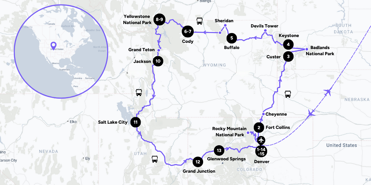 L'itinéraire de votre voyage 