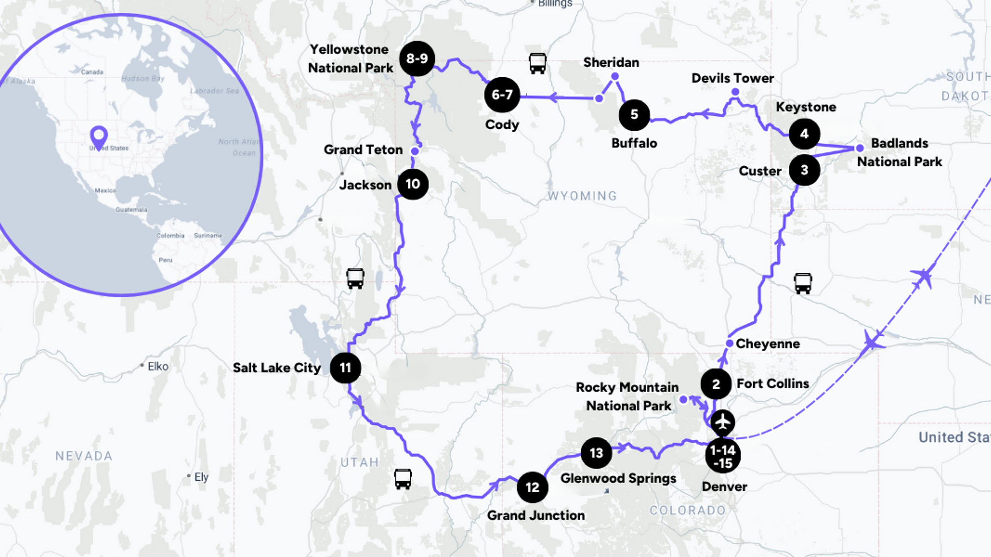 L'itinéraire de votre voyage