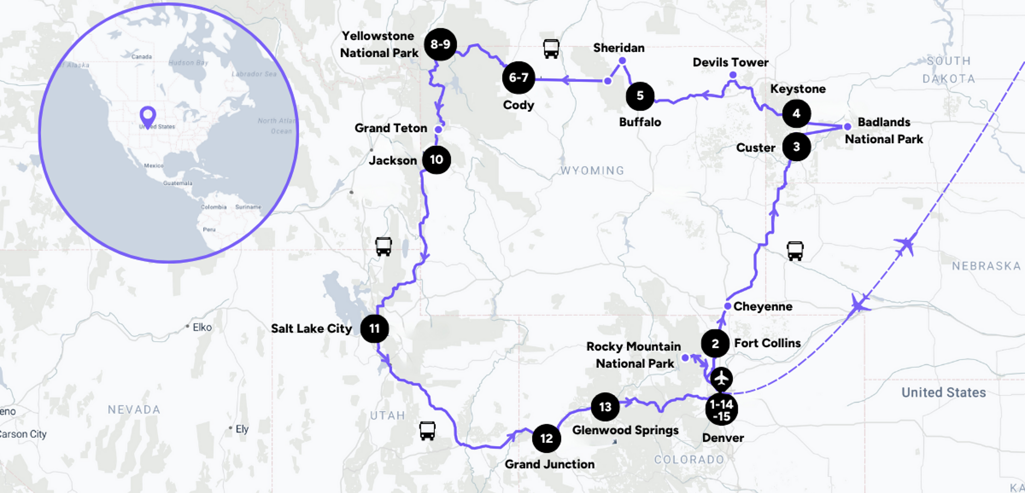 L'itinéraire de votre voyage