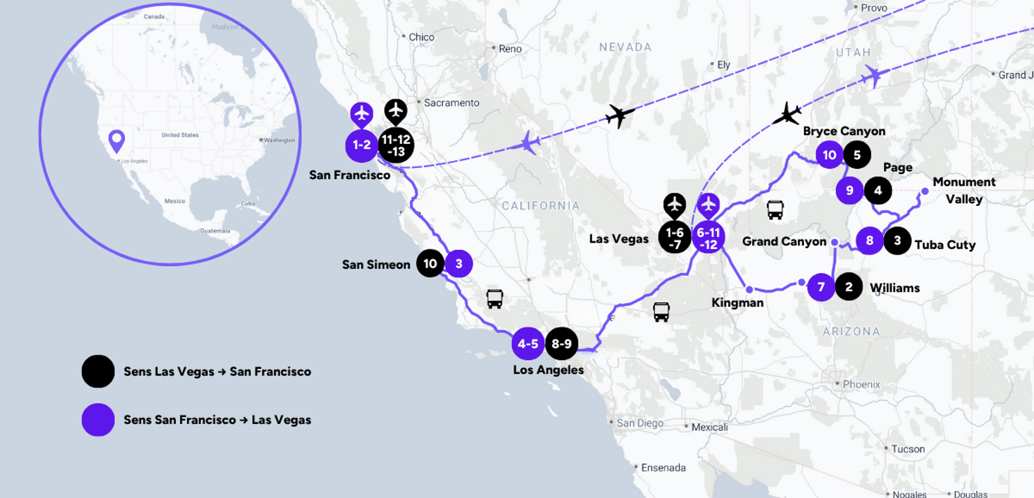 L'itinéraire de votre voyage