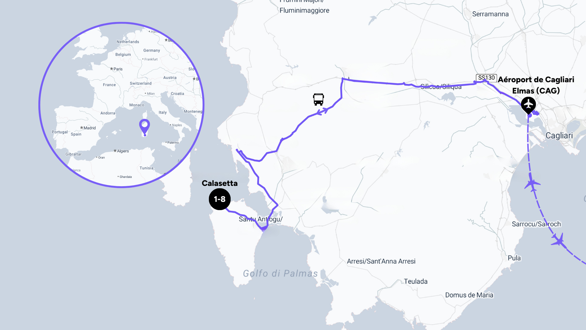 L'itinéraire de votre séjour en Sardaigne