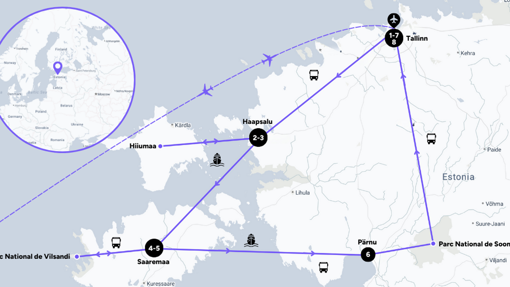 L'itinéraire de votre voyage