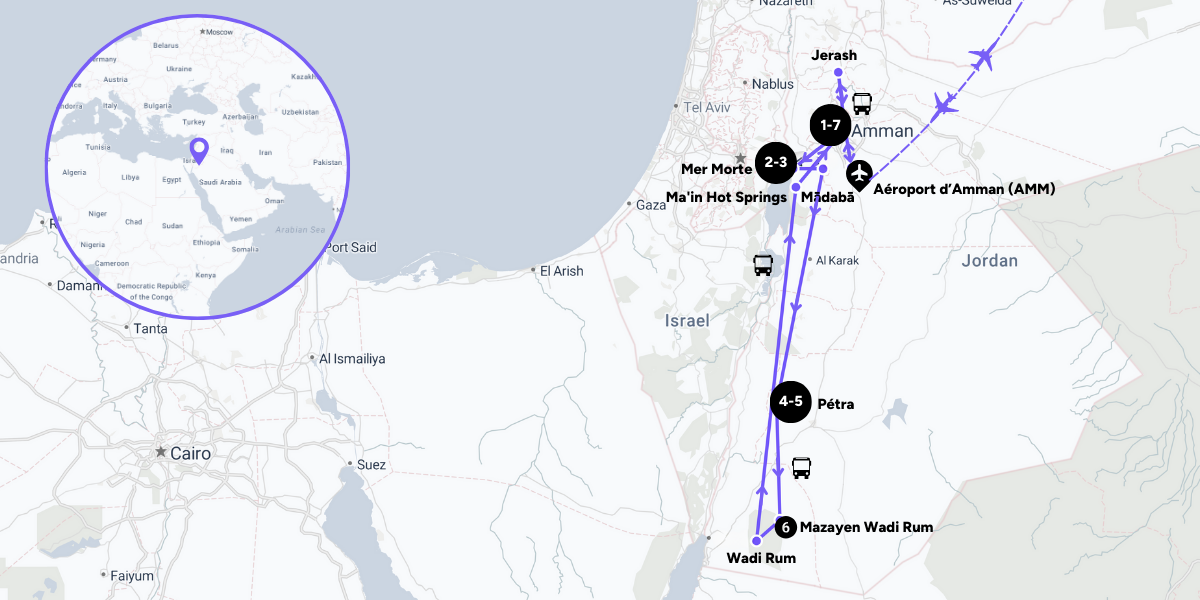L'itinéraire de votre voyage 