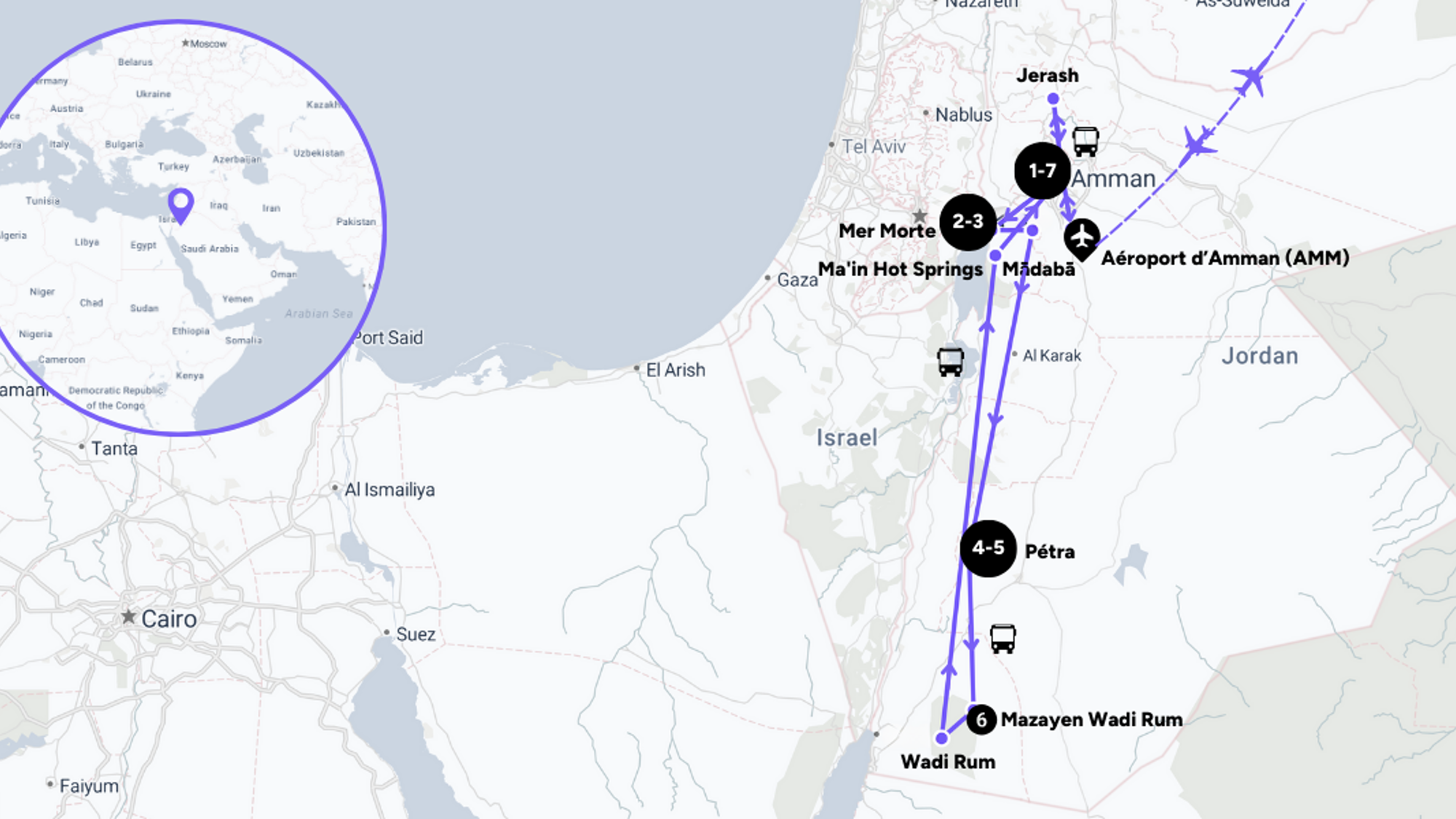 L'itinéraire de votre voyage