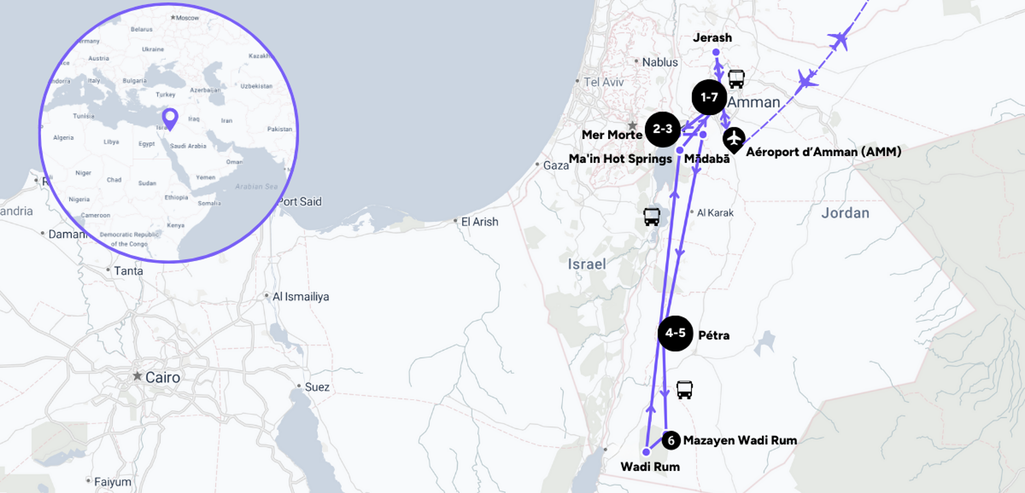 L'itinéraire de votre voyage