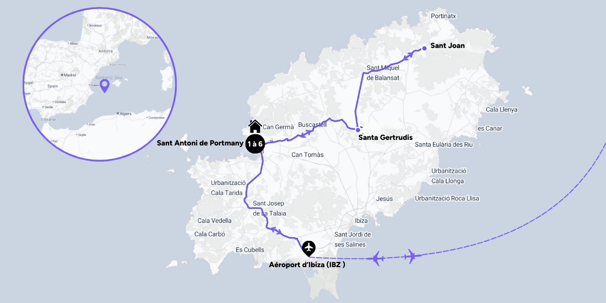 L'itinéraire de votre voyage à Ibiza 