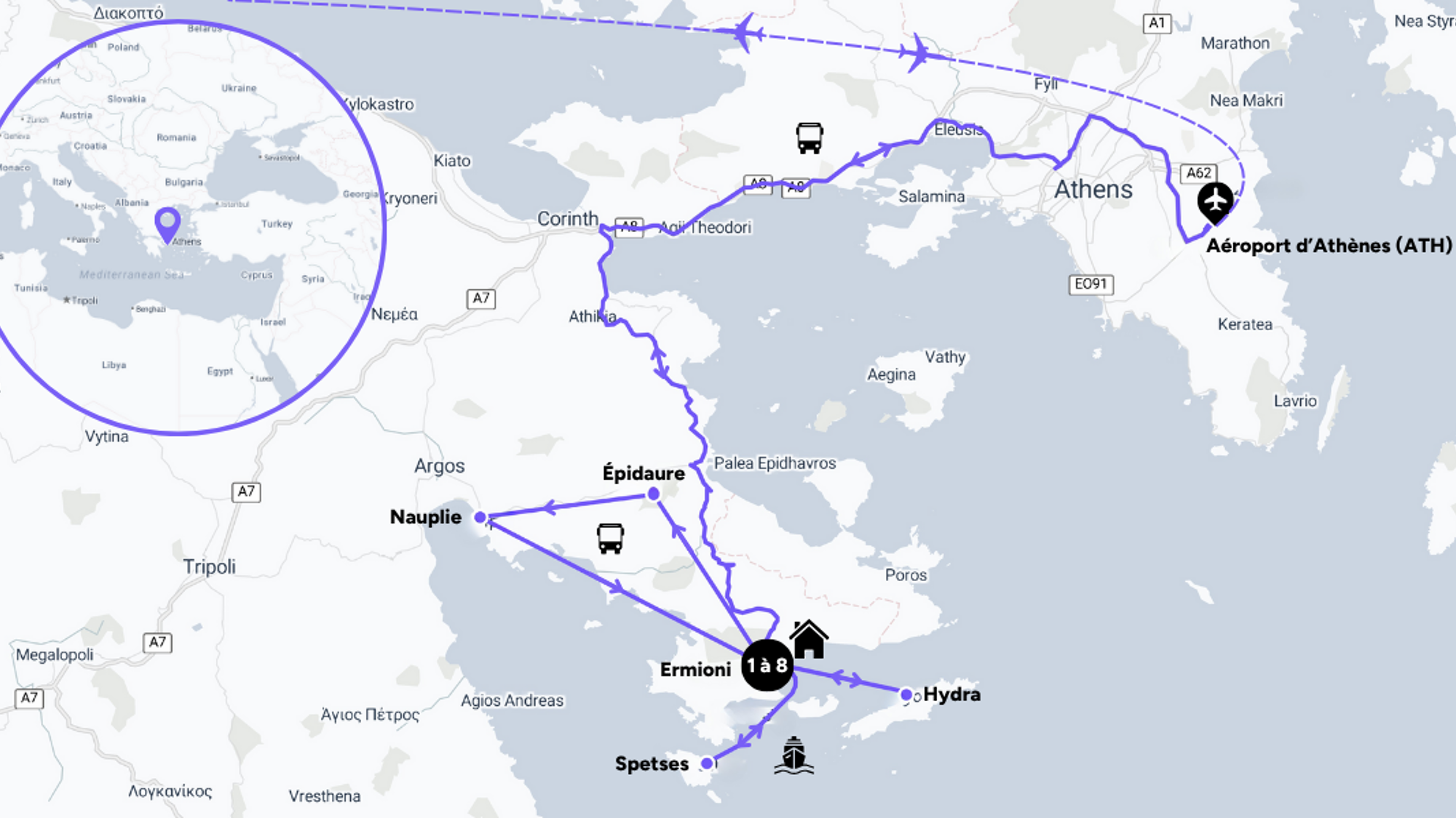 L'itinéraire de votre voyage