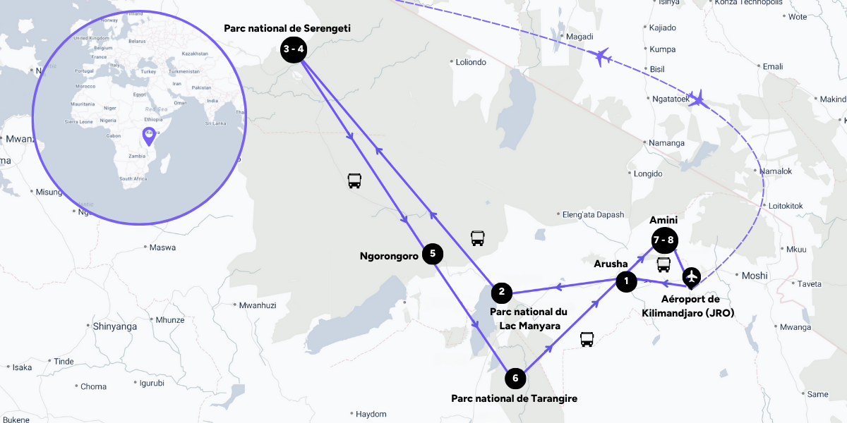 L'itinéraire de votre voyage entre femmes 
