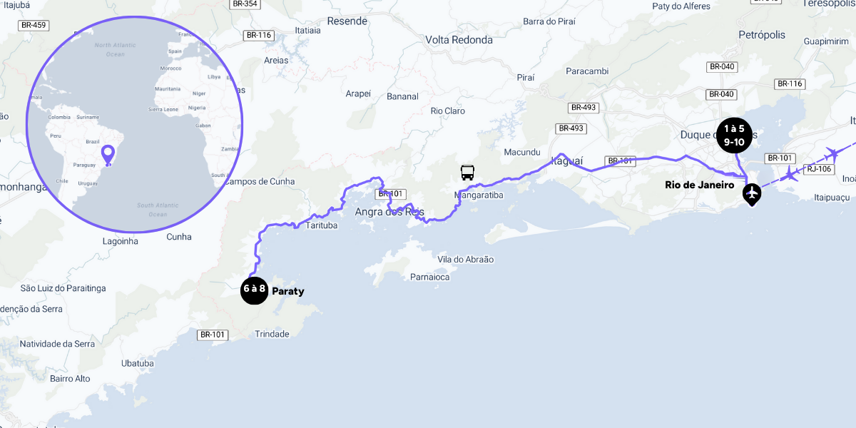 Votre itinéraire entre Rio et Paraty, Brésil