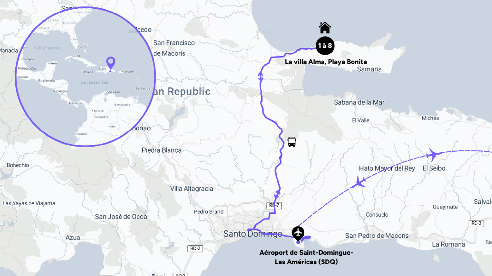 L'itinéraire votre séjour en République Dominicaine