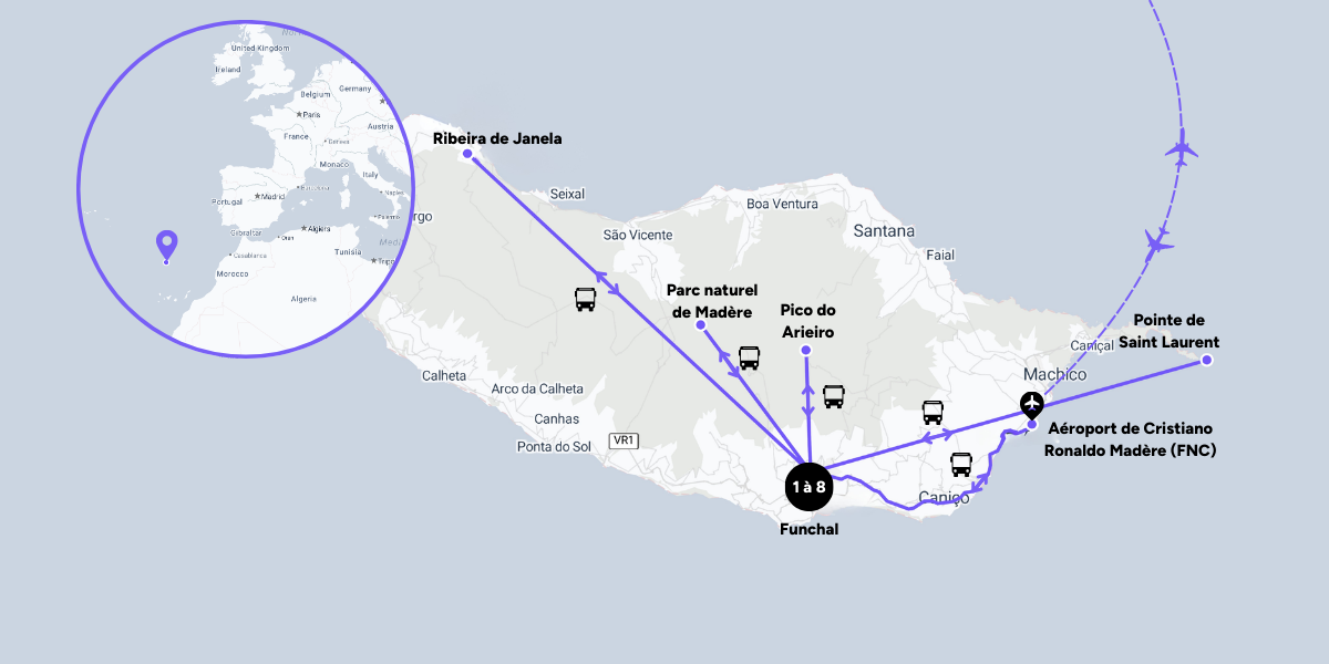 L'itinéraire de votre voyage à Madère