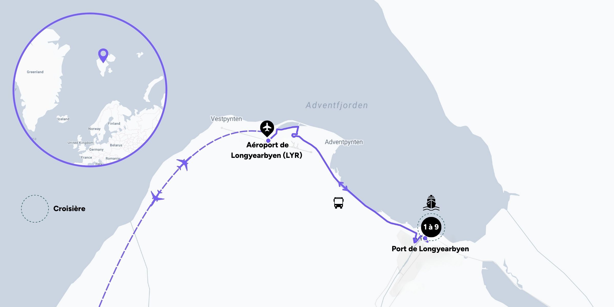 L'itinéraire de votre croisière au Svalbard
