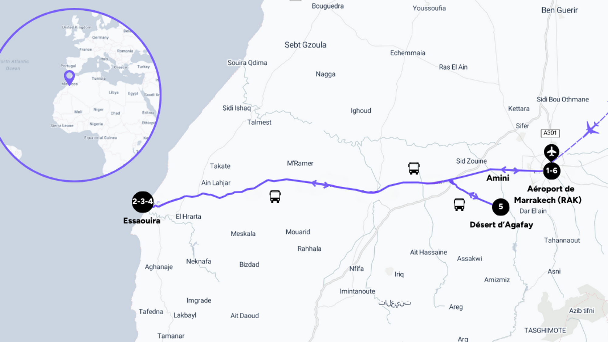 L'itinéraire de votre voyage entre femmes