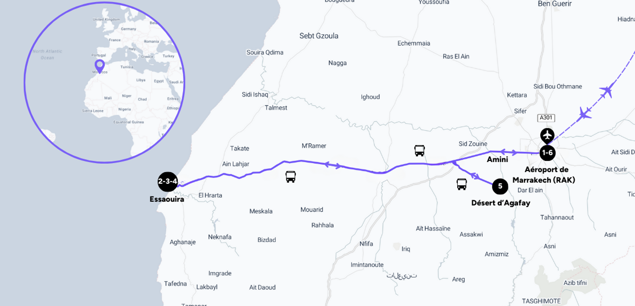 L'itinéraire de votre voyage entre femmes