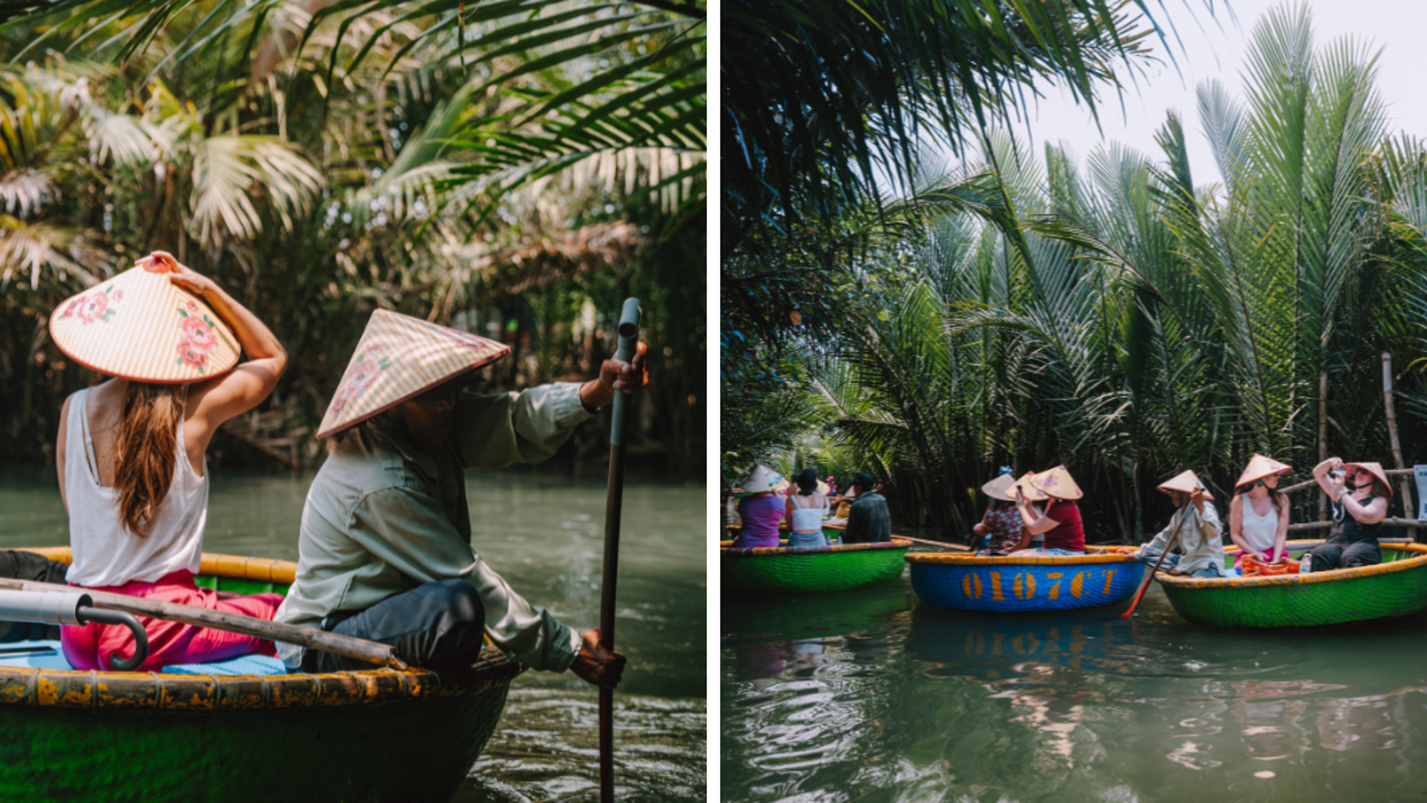 Embarquer pour une balade à bord d'une barque de bambou à Hoi An