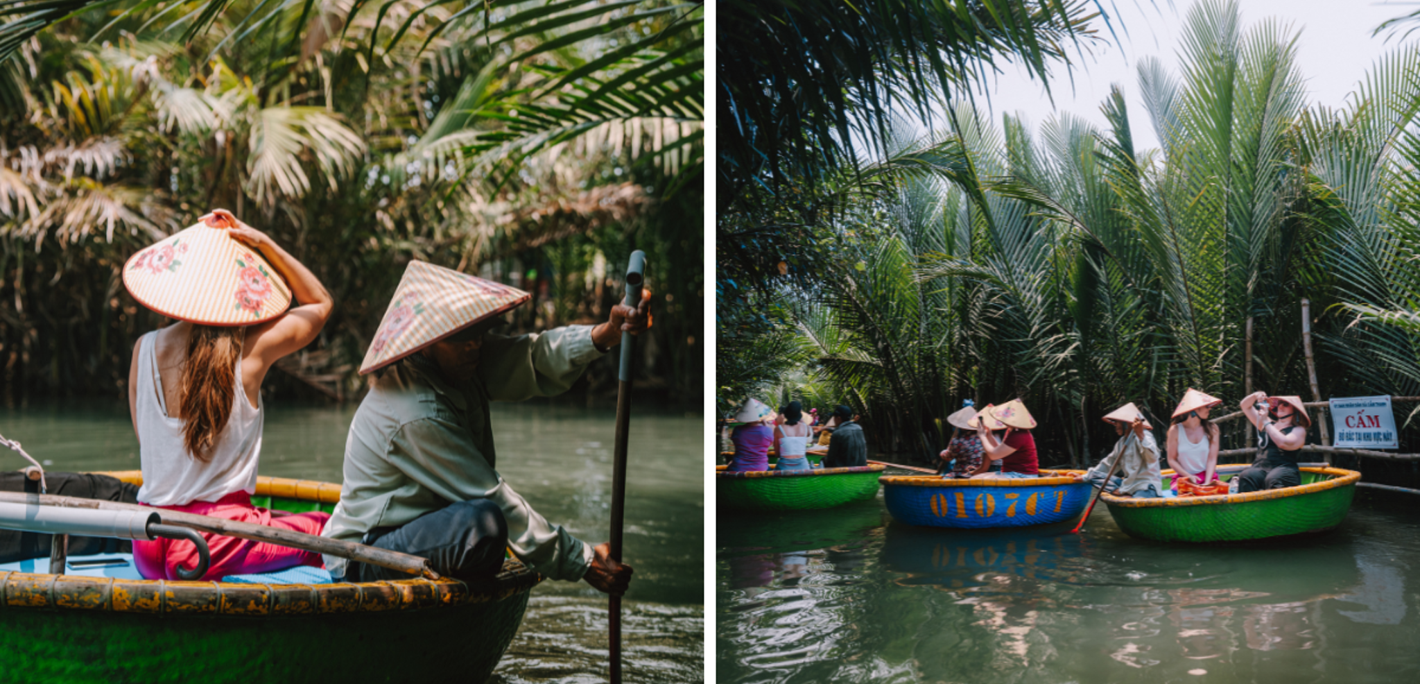 Embarquer pour une balade à bord d'une barque de bambou à Hoi An
