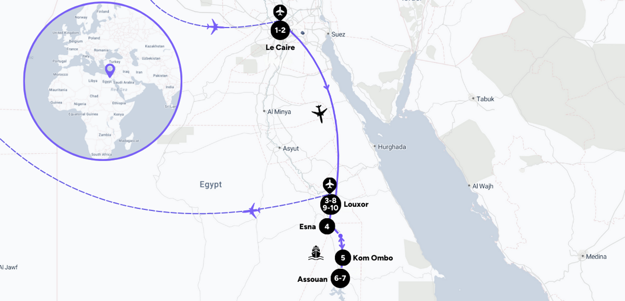 L'itinéraire de votre voyage