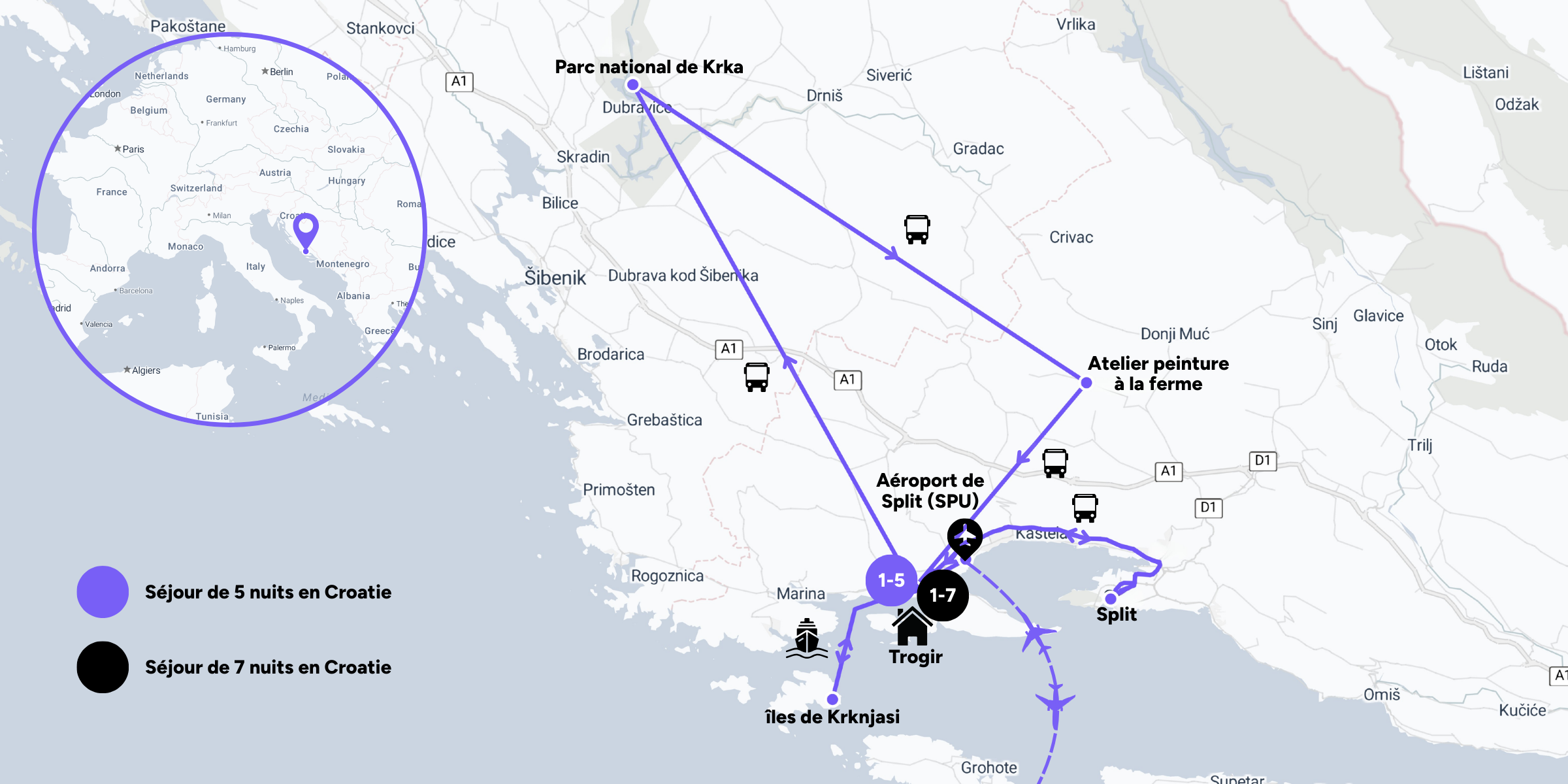 L'itinéraire de votre séjour en Croatie