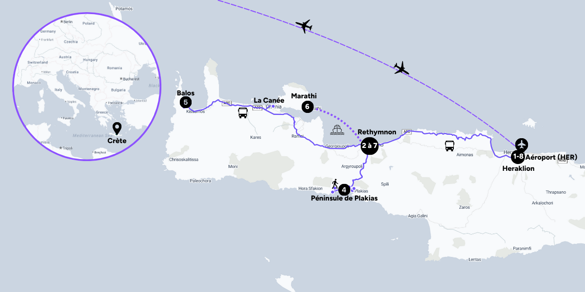 L'itinéraire de votre séjour en Crète