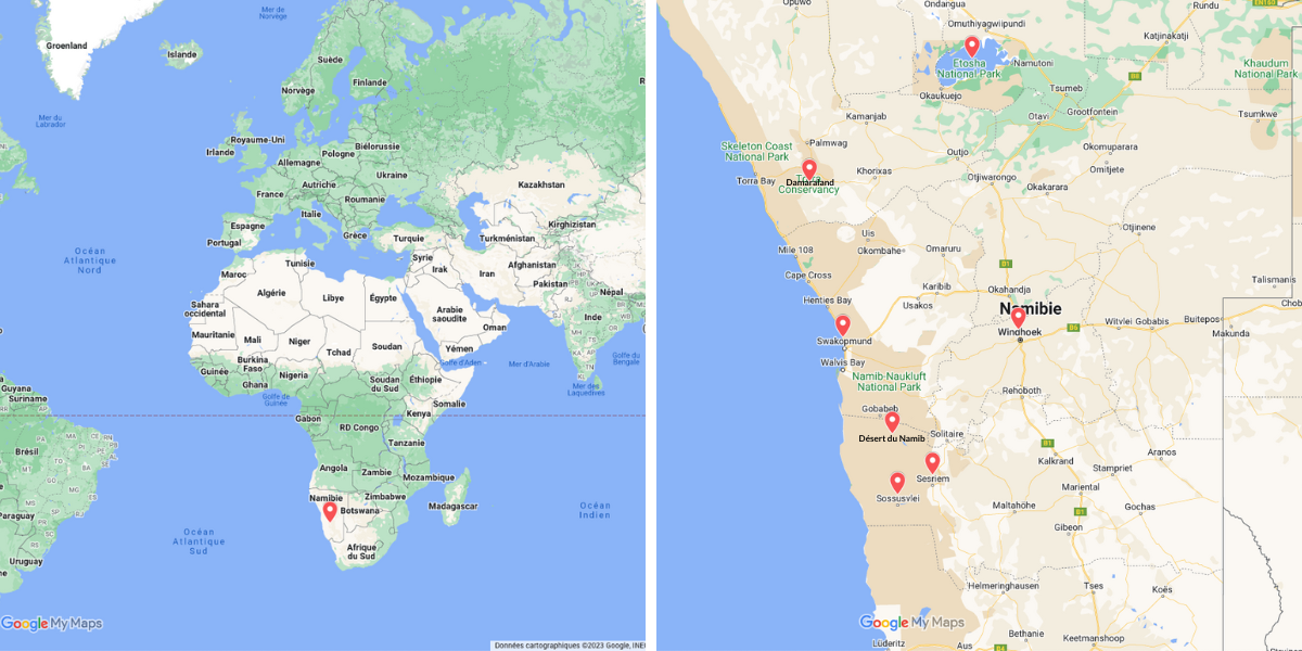 Votre itinéraire à travers la Namibie