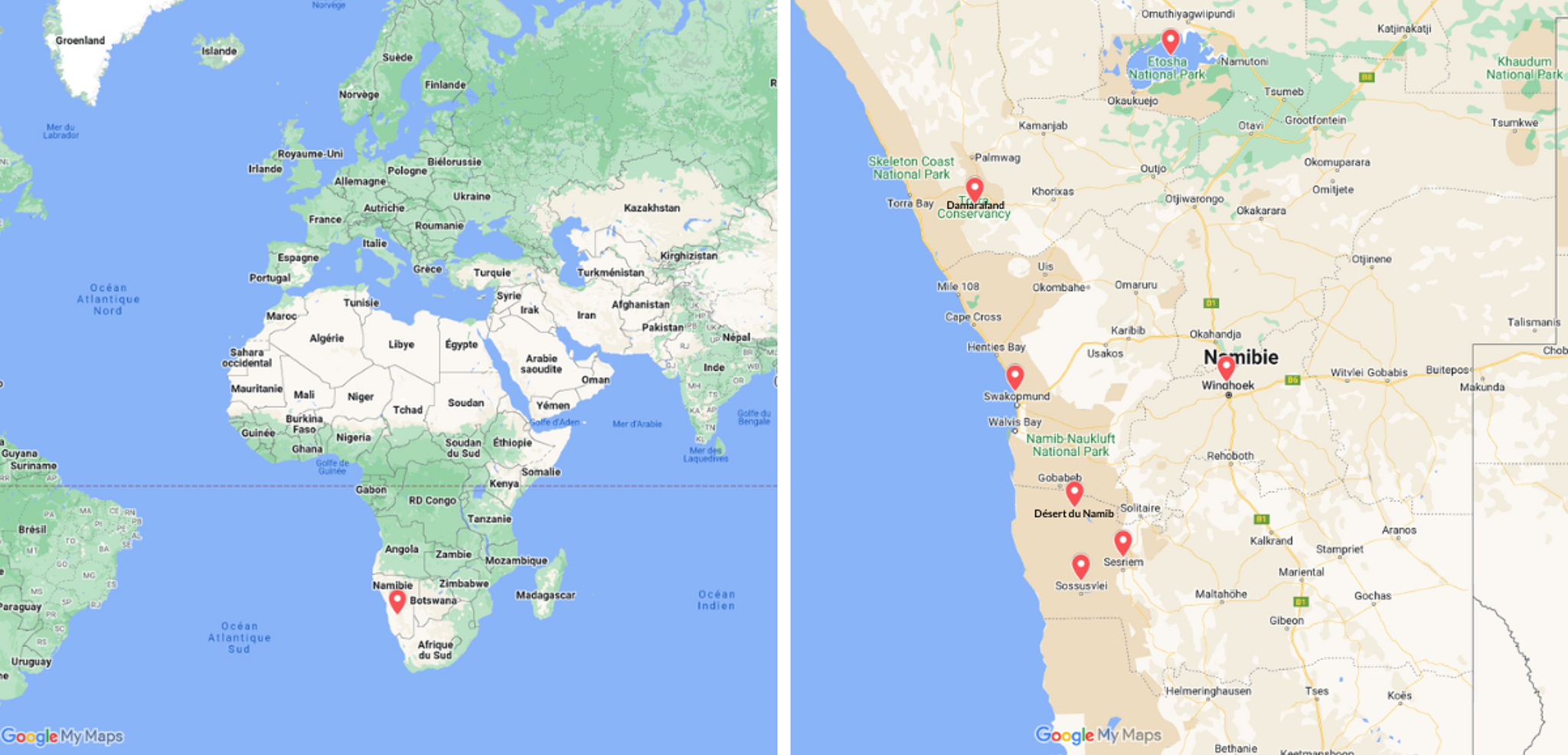 Votre itinéraire à travers la Namibie