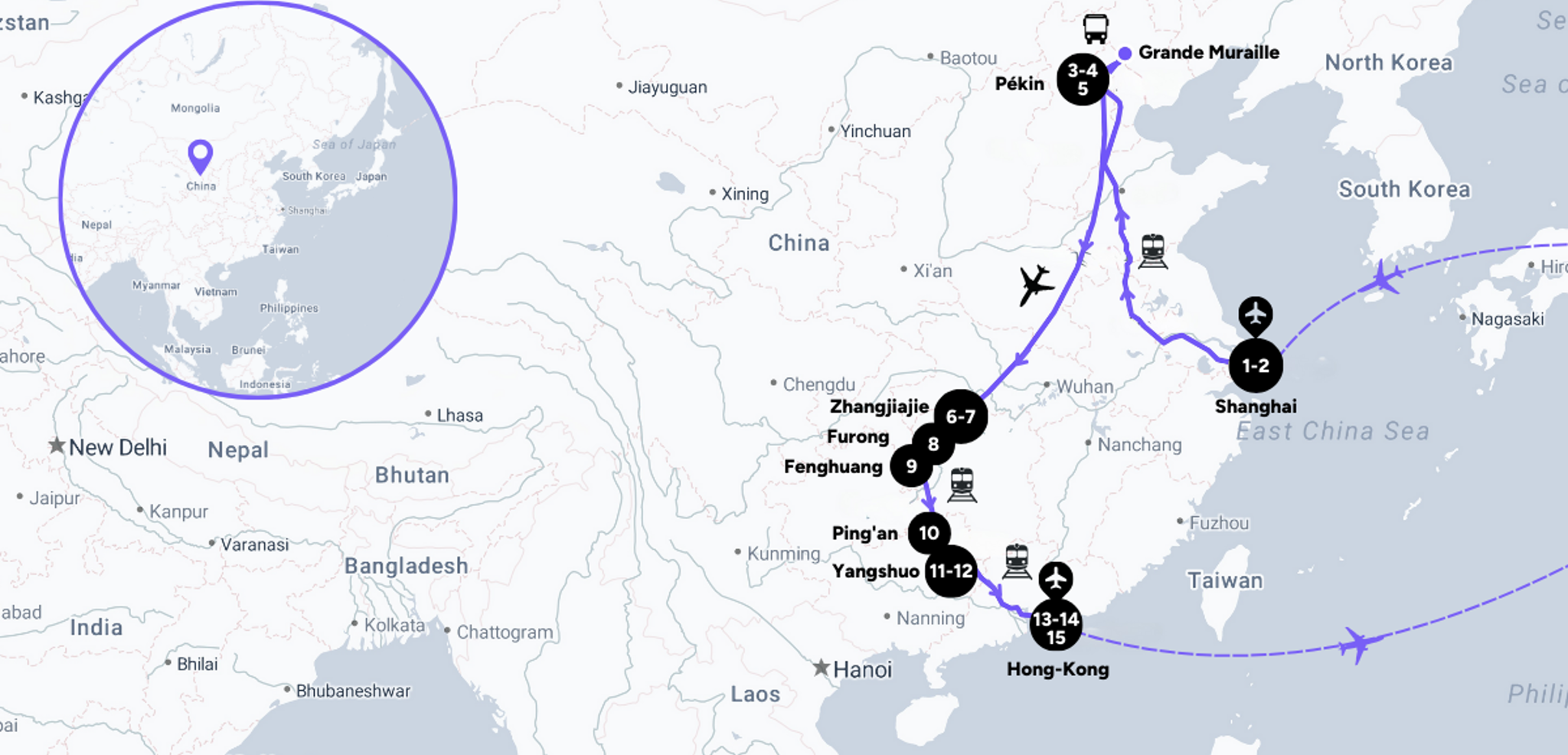 L'itinéraire de votre voyage entre femmes