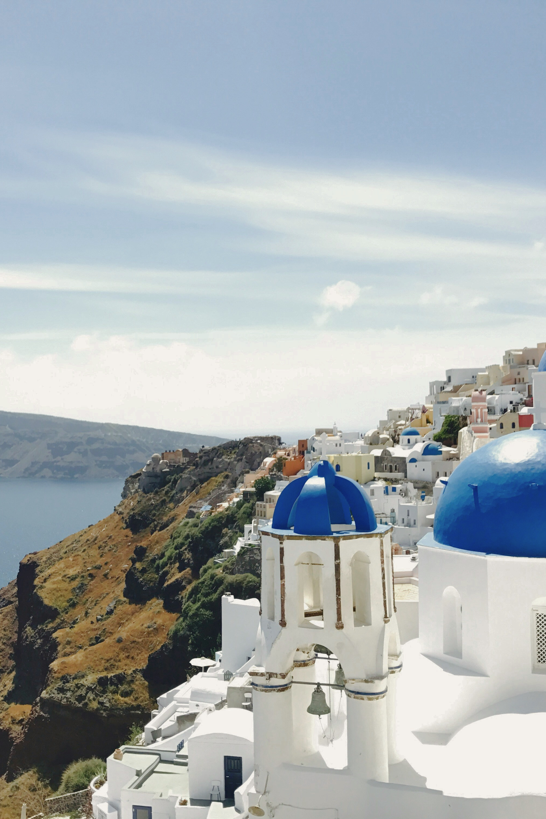 Santorin, soleil et horizon infini